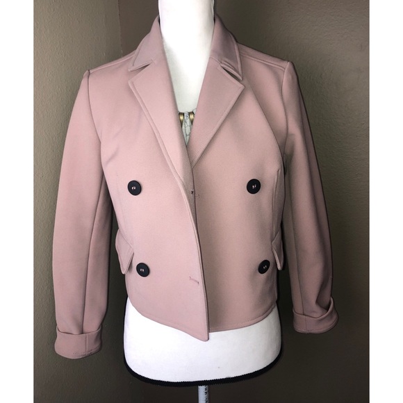 ZARA | Dusty Pink Crop Trench Coat Small - Picture 6 of 8